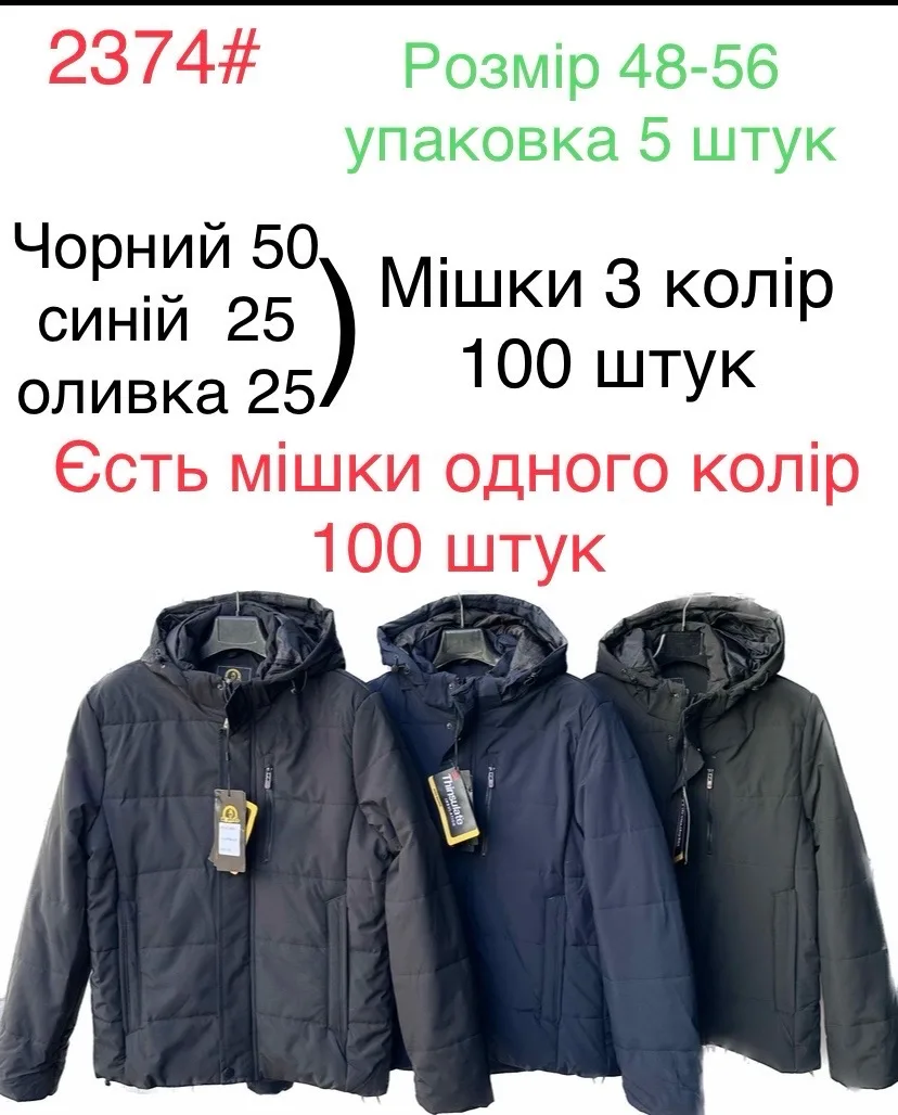 Чоловіча демісезонна стьобана куртка з капюшоном 2374