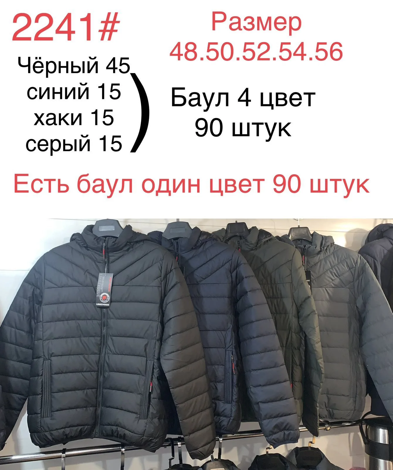 Чоловіча демісезонна стьобана куртка з капюшоном 2241