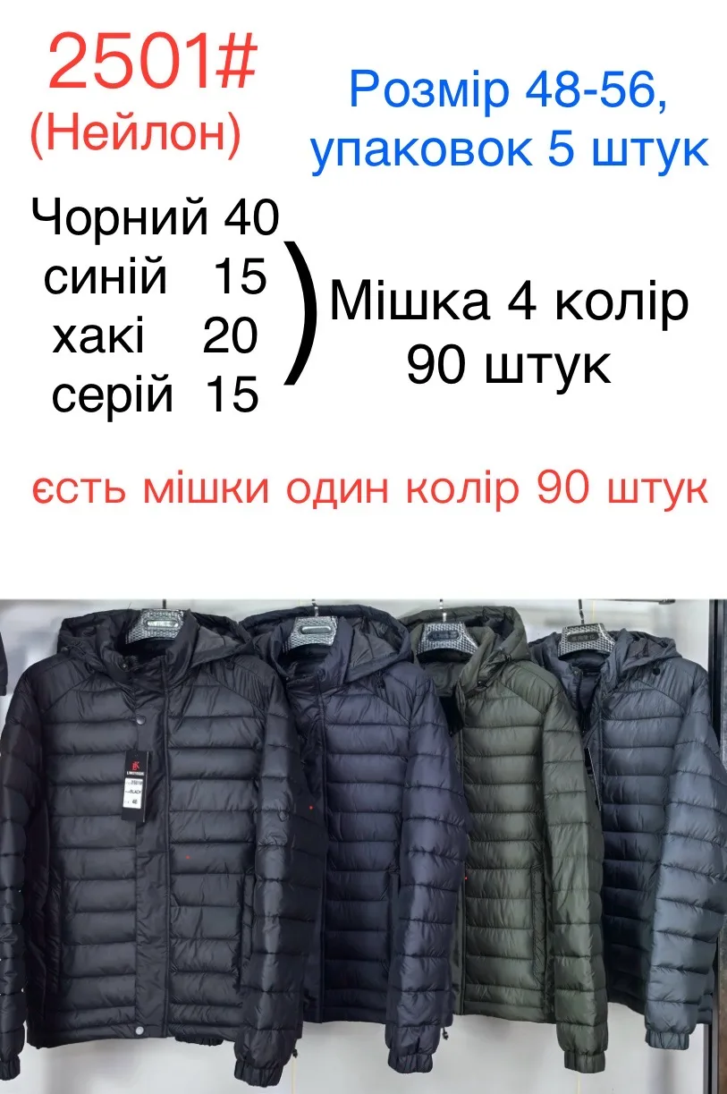 Чоловіча демісезонна стьобана куртка з капюшоном 2501