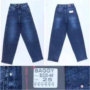 Жіночі джинси BAGGY з декором оптом RELUCKY B220