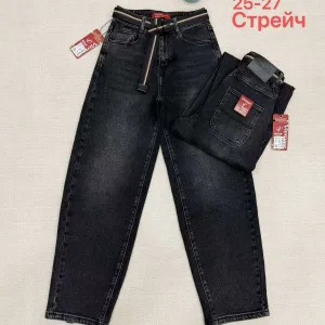 Жіночі джинси оптом Vanver F193 Baggy чорні стрейч 25–27