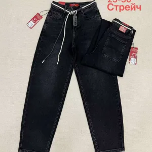 Жіночі джинси оптом Vanver F186 Baggy чорні стрейч 25–30