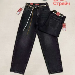 Жіночі джинси оптом Vanver B189 Baggy чорні стрейч 28–33