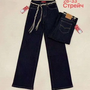 Жіночі джинси оптом Vanver B2122 прямі темно-сині стрейч 28–33
