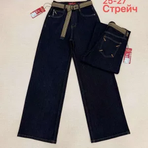 Жіночі джинси оптом Vanver F2127 прямі темно-сині стрейч 25–27