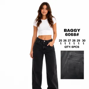 Жіночі джинси VINDASION 6068 BAGGY стрейч чорні 25–30 оптом