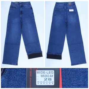 Жіночі джинси RELUCKY WIDE-LEG 0382# сині, труби, на байці, розміри 28–33 оптом