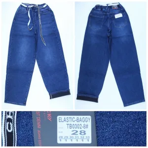 Жіночі джинси RELUCKY BAGGY 0302# сині, на байці, розміри 28–33 оптом