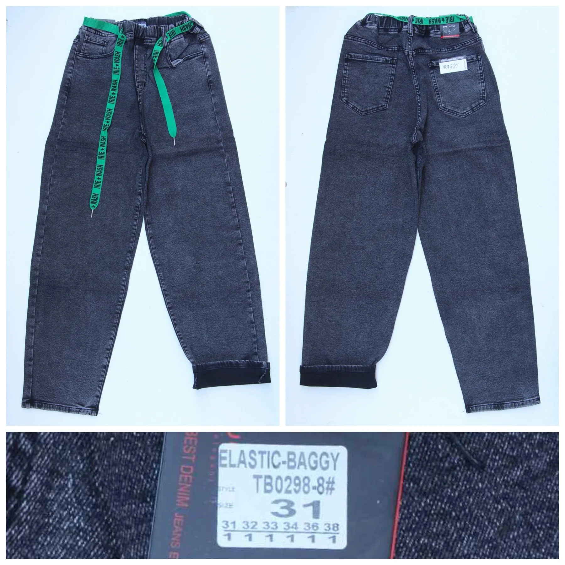 Жіночі джинси RELUCKY BAGGY 0298# сірі, на байці, розміри 31–38 оптом