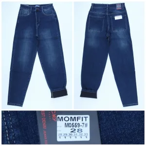 Жіночі джинси RELUCKY M0559-7 Mom Fit на байці, розміри 28–33 оптом