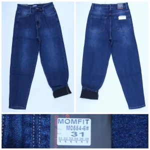 Жіночі джинси RELUCKY M0554-6 Mom Fit на байці, розміри 31–38 оптом