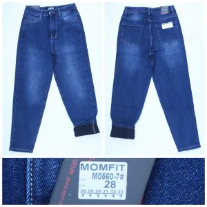 Жіночі джинси RELUCKY M0560-7 Mom Fit на байці, розміри 28–33 оптом