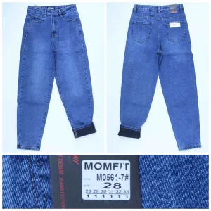 Жіночі джинси RELUCKY M0561-7 MOM FIT на байці, розміри 28–33 оптом