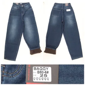 Жіночі джинси RELUCKY B80-6 BAGGY на хутрі, розміри 25–30 оптом