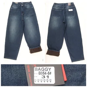 Жіночі джинси RELUCKY B054-5 BAGGY на хутрі, розміри 31–38 оптом