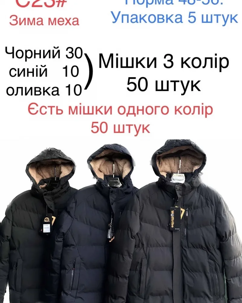 Чоловіча зимова куртка з хутряним утепленням оптом, модель C23