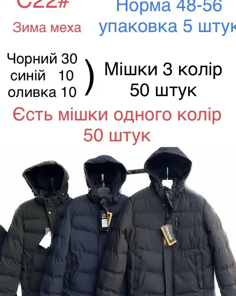 Чоловіча зимова куртка з хутряним утепленням оптом, модель C22