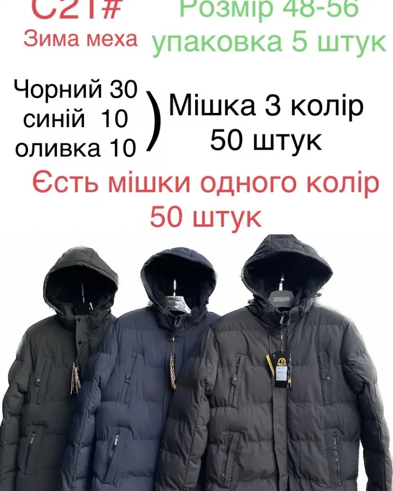 Чоловіча зимова куртка з хутряним утепленням оптом, модель C21