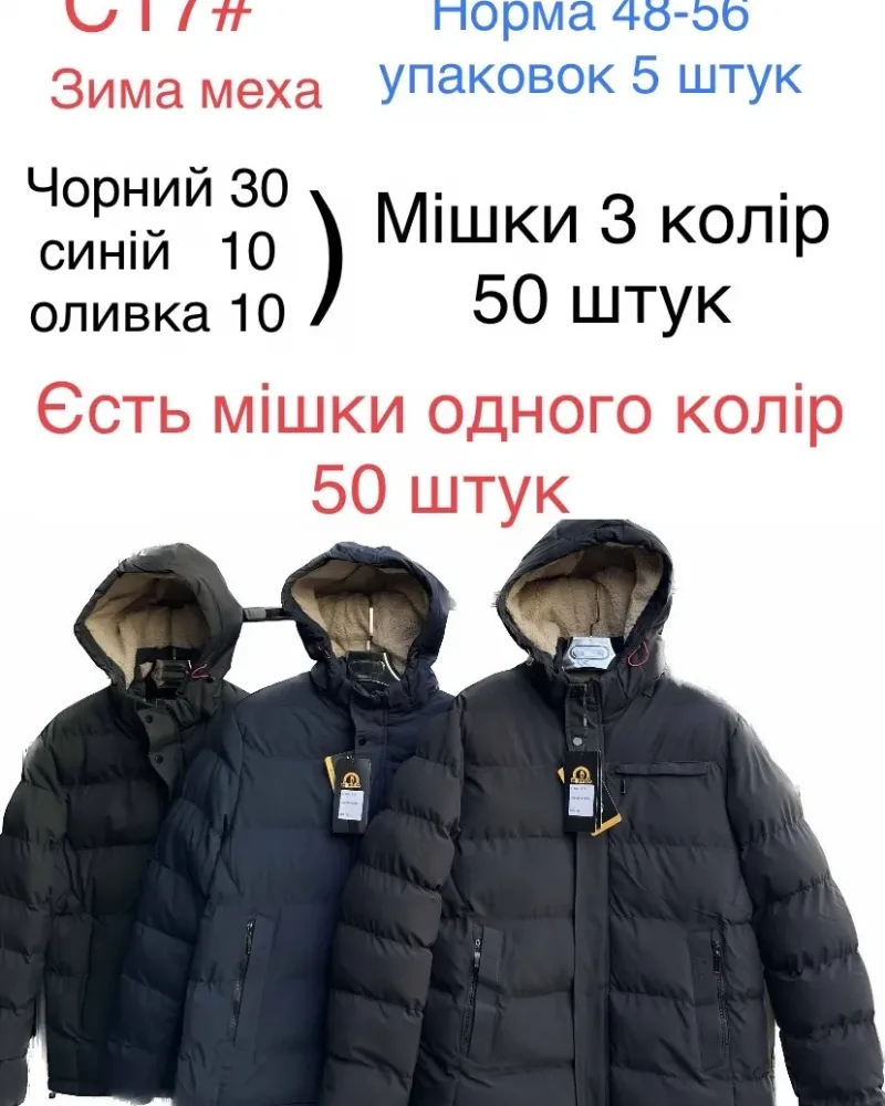 Чоловіча зимова куртка з хутряним утепленням оптом, модель C17